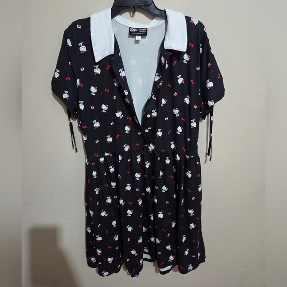 Hello Kitty x Unique Vintage Fit & Flare Collared Dress Navy Blue Size XL - Picture 4 of 5